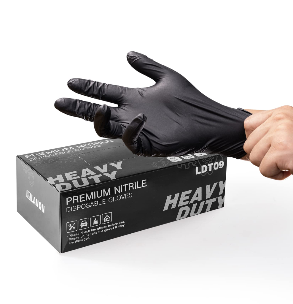 BLACK NITRILE GLOVES (M)